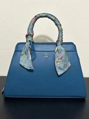 Fable England Into the Woods Catherine Rowe Teal Tote Purse with Scarf HandleNWT